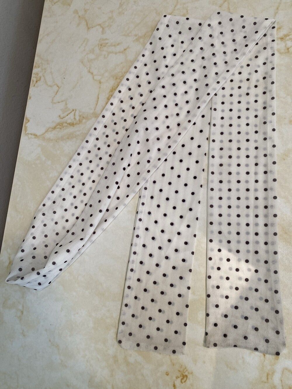 Black White Polka Dot Skinny Scarf Hair Tie